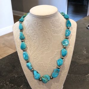 Genuine turquoise and silver necklace.